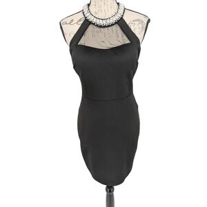 SPEECHLESS Dress SIZE  7 Black Pearls Halter Neckline  Fairy Y2K VTG  Groovy